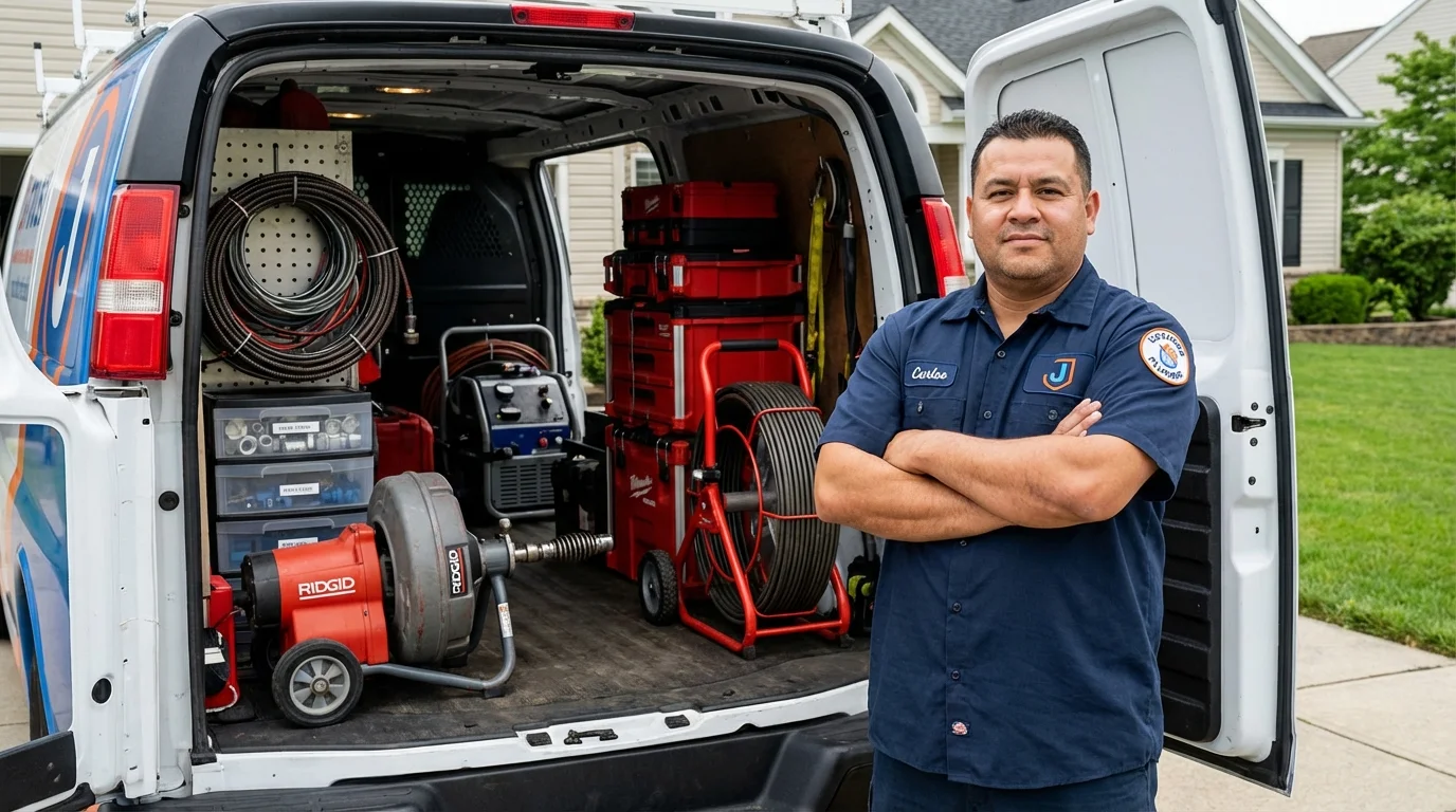 Professional drain cleaning equipment and Johns Plumbing LLC plumber in Honey Brook