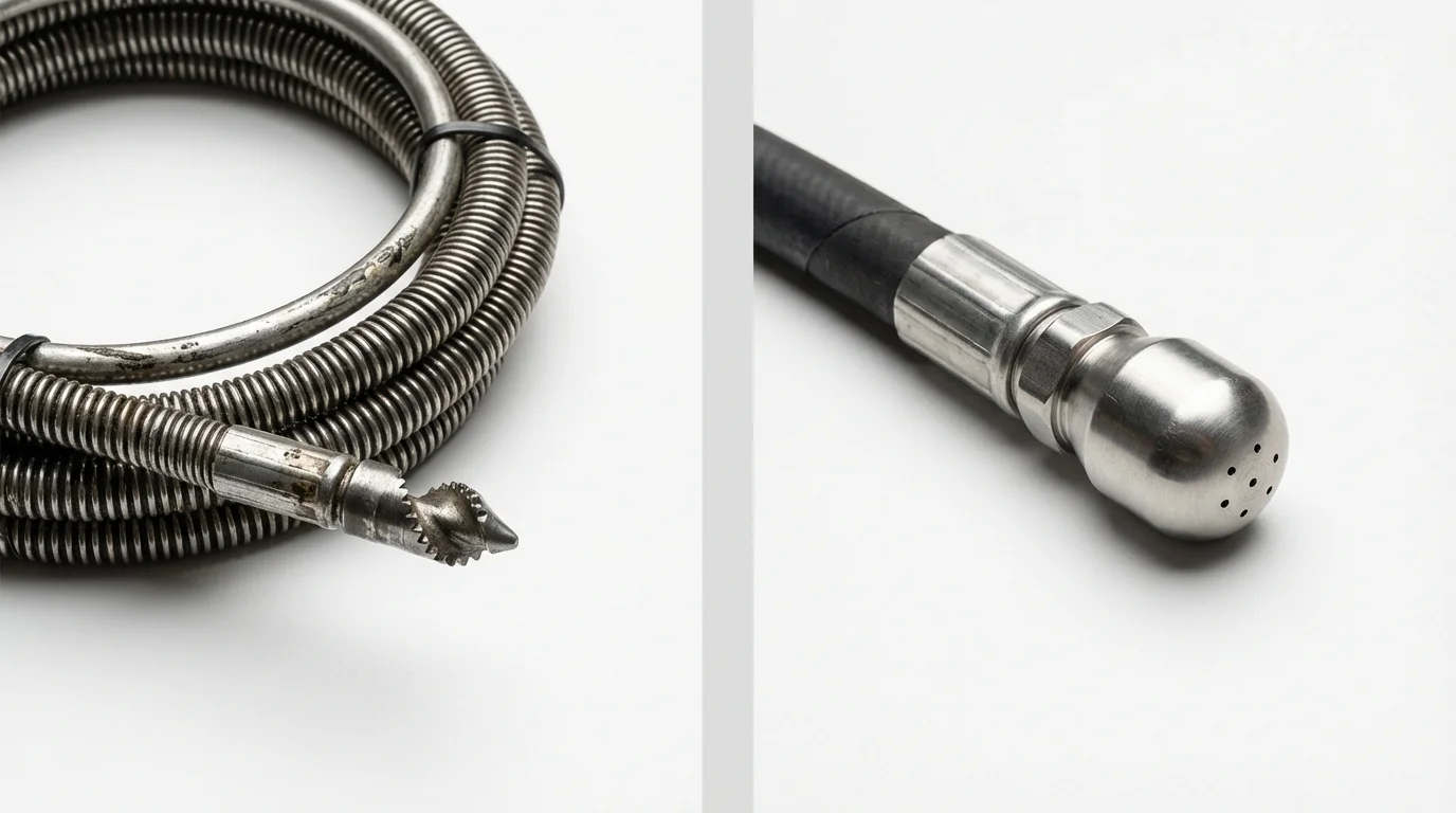 Drain snake cable and hydro jetting nozzle used for drain cleaning in Honey Brook, PA