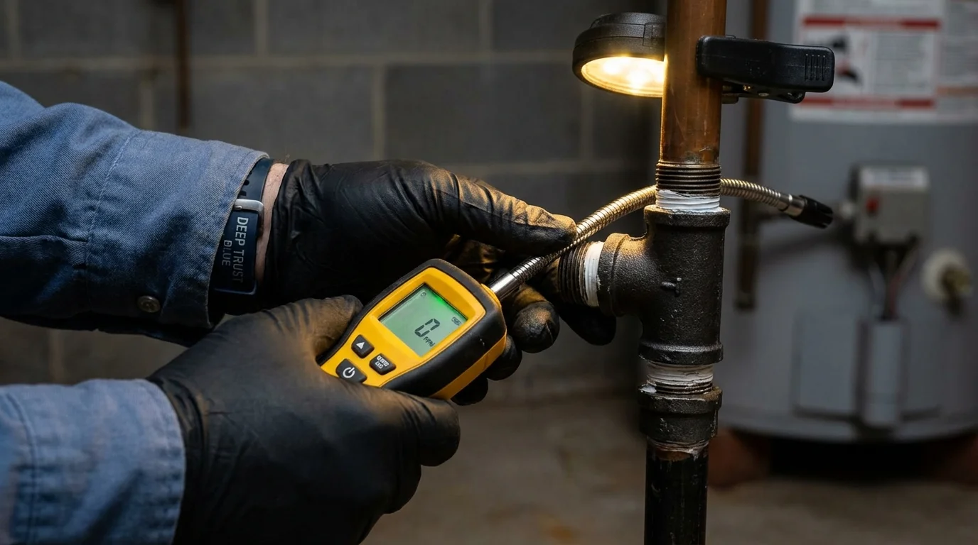Gas leak detection with electronic sniffer by Johns Plumbing LLC in Honey Brook