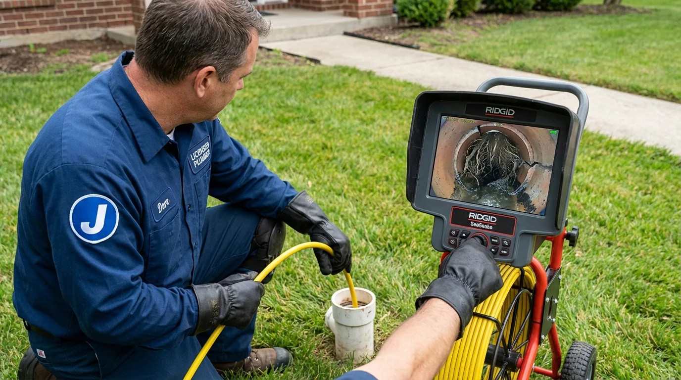 Sewer camera inspection being performed by Johns Plumbing LLC in Honey Brook