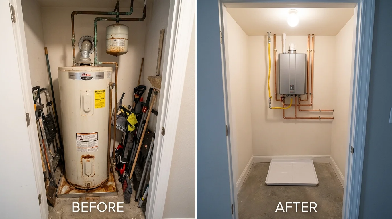 Tank water heater versus wall-mounted tankless unit comparison for Honey Brook, PA homeowners